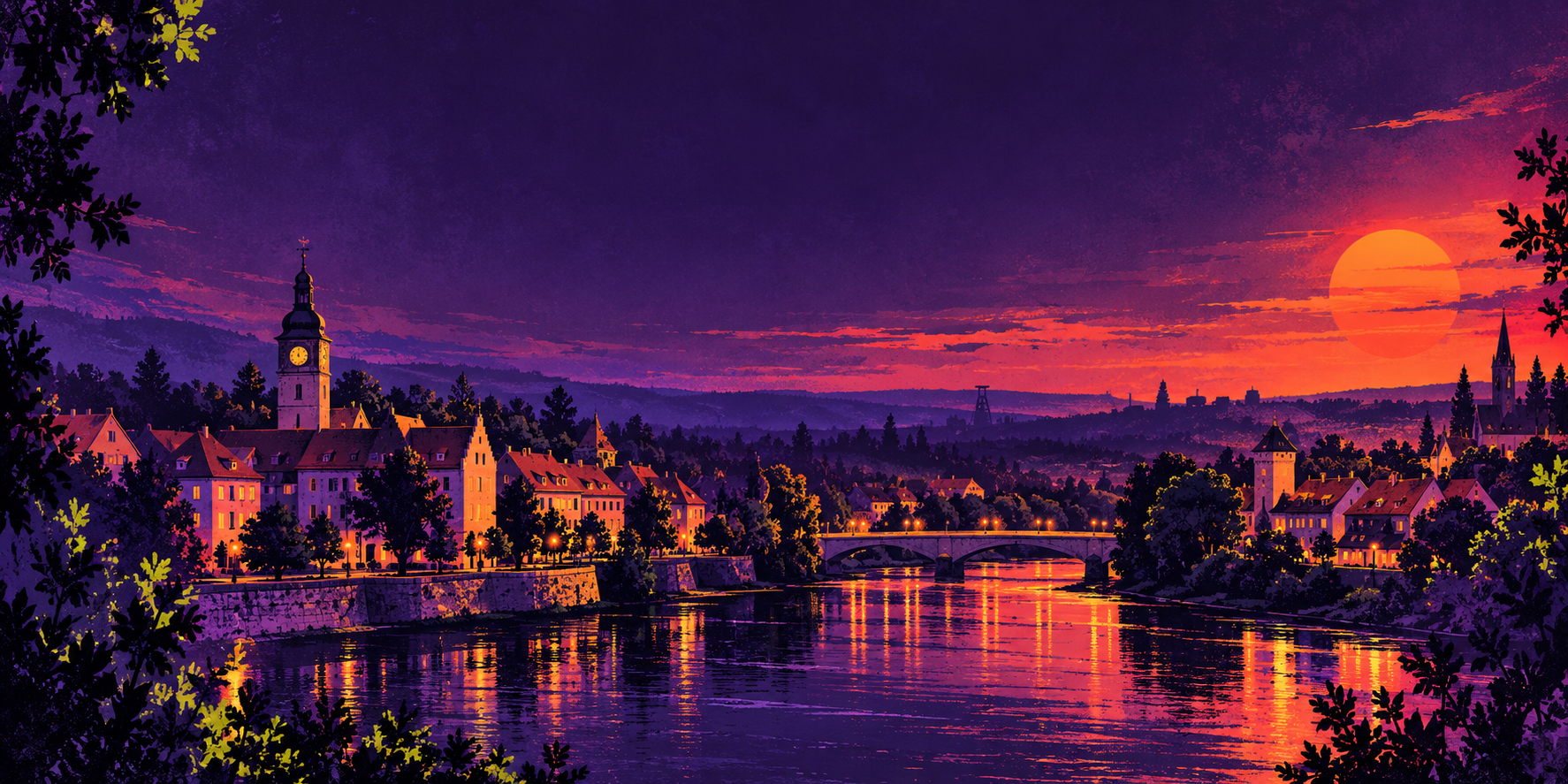 Künstlerische Abendstimmung an der Spree